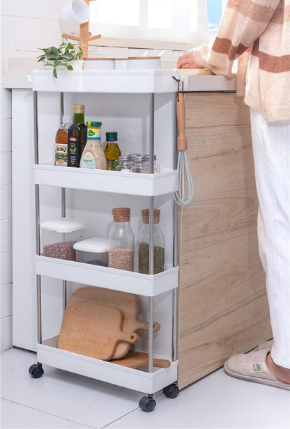 CARLA HOME Slim Storage Cart Organizer Trolley with Wheels for Kitchen, Bathroom, Laundry & Narrow Spaces (4 V178-36376