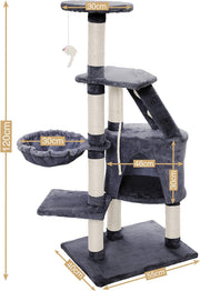 CARLA HOME 120cm Cat Tree for Indoor Cats with Condo, Hammock & Plush Perchfor for Kittens & Adult Cats V178-36377