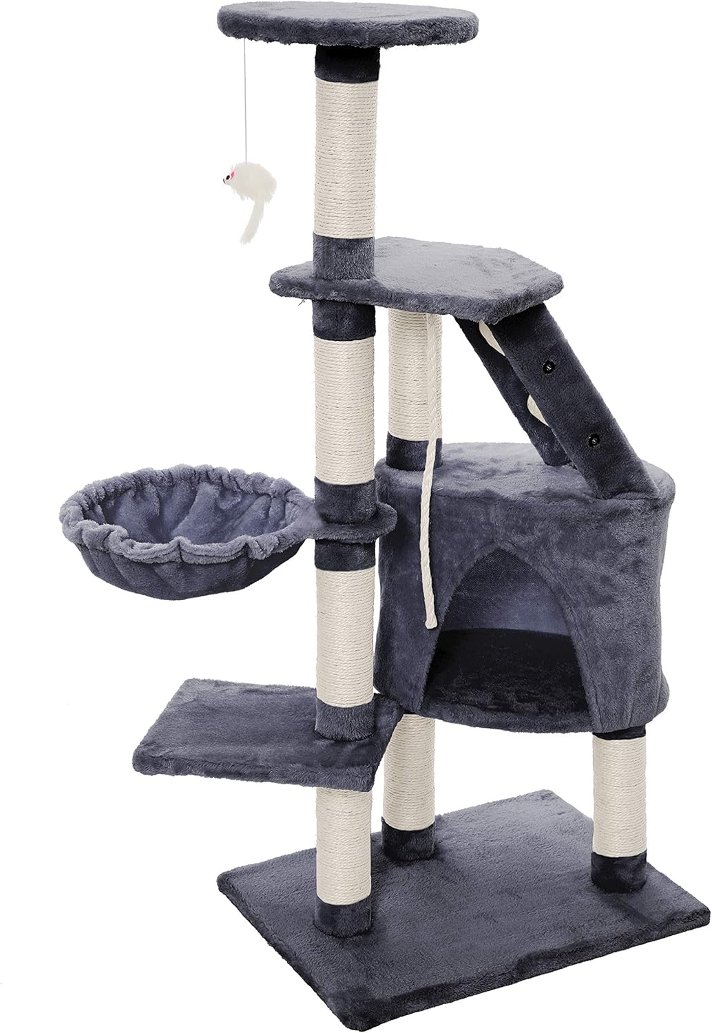 CARLA HOME 120cm Cat Tree for Indoor Cats with Condo, Hammock & Plush Perchfor for Kittens & Adult Cats V178-36377