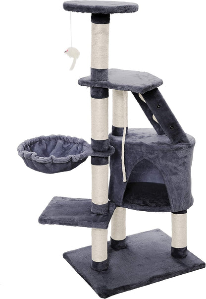CARLA HOME 120cm Cat Tree for Indoor Cats with Condo, Hammock & Plush Perchfor for Kittens & Adult Cats V178-36377