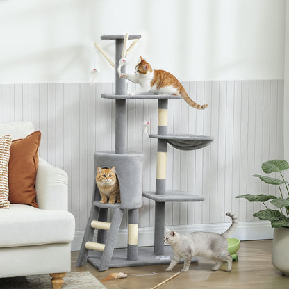 CARLA HOME 134cm Cat Tree for Indoor Cats with Hammock, Plush Perch & Sisal Scratching Posts for Kittens & V178-36378