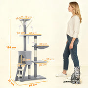 CARLA HOME 134cm Cat Tree for Indoor Cats with Hammock, Plush Perch & Sisal Scratching Posts for Kittens & V178-36378