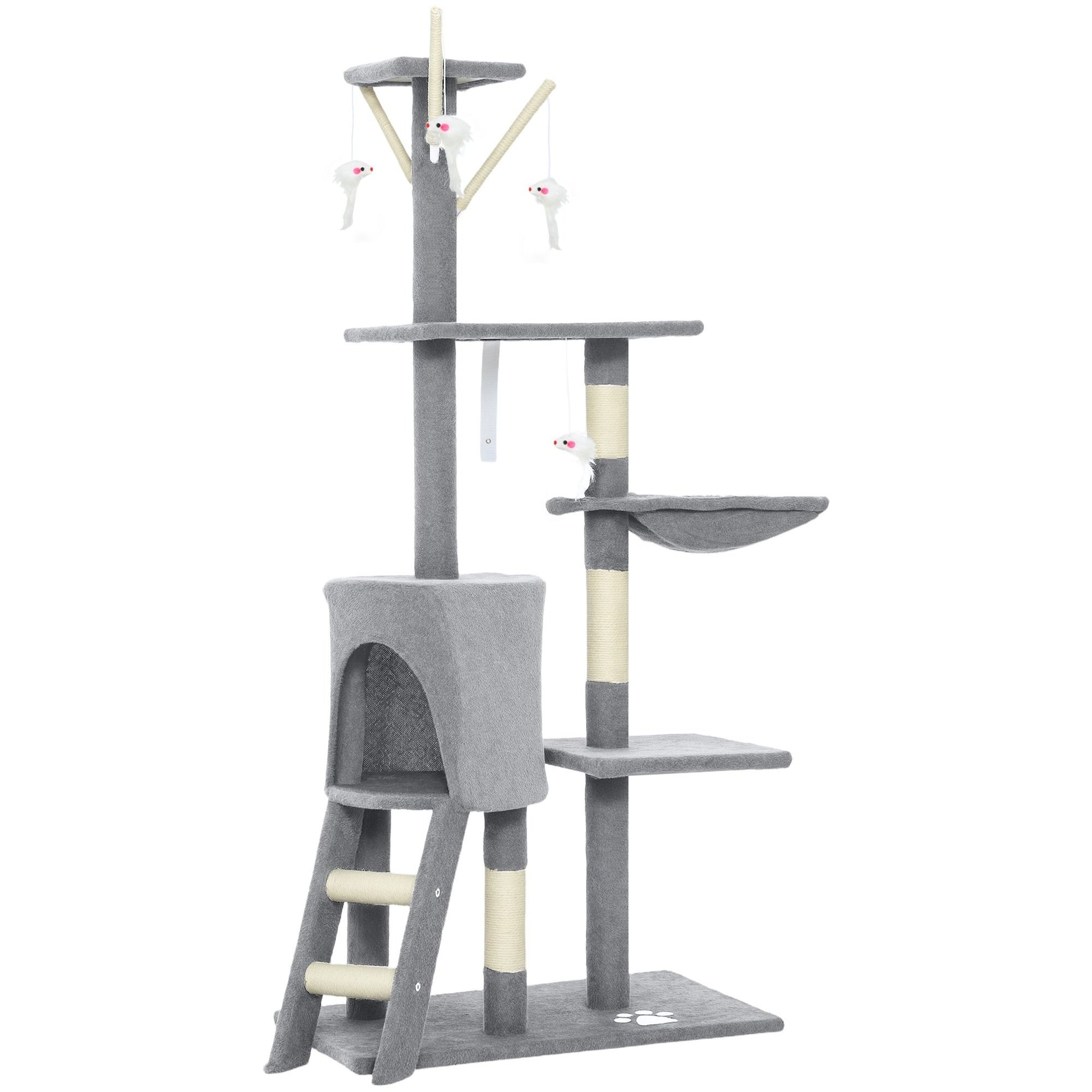 CARLA HOME 134cm Cat Tree for Indoor Cats with Hammock, Plush Perch & Sisal Scratching Posts for Kittens & V178-36378