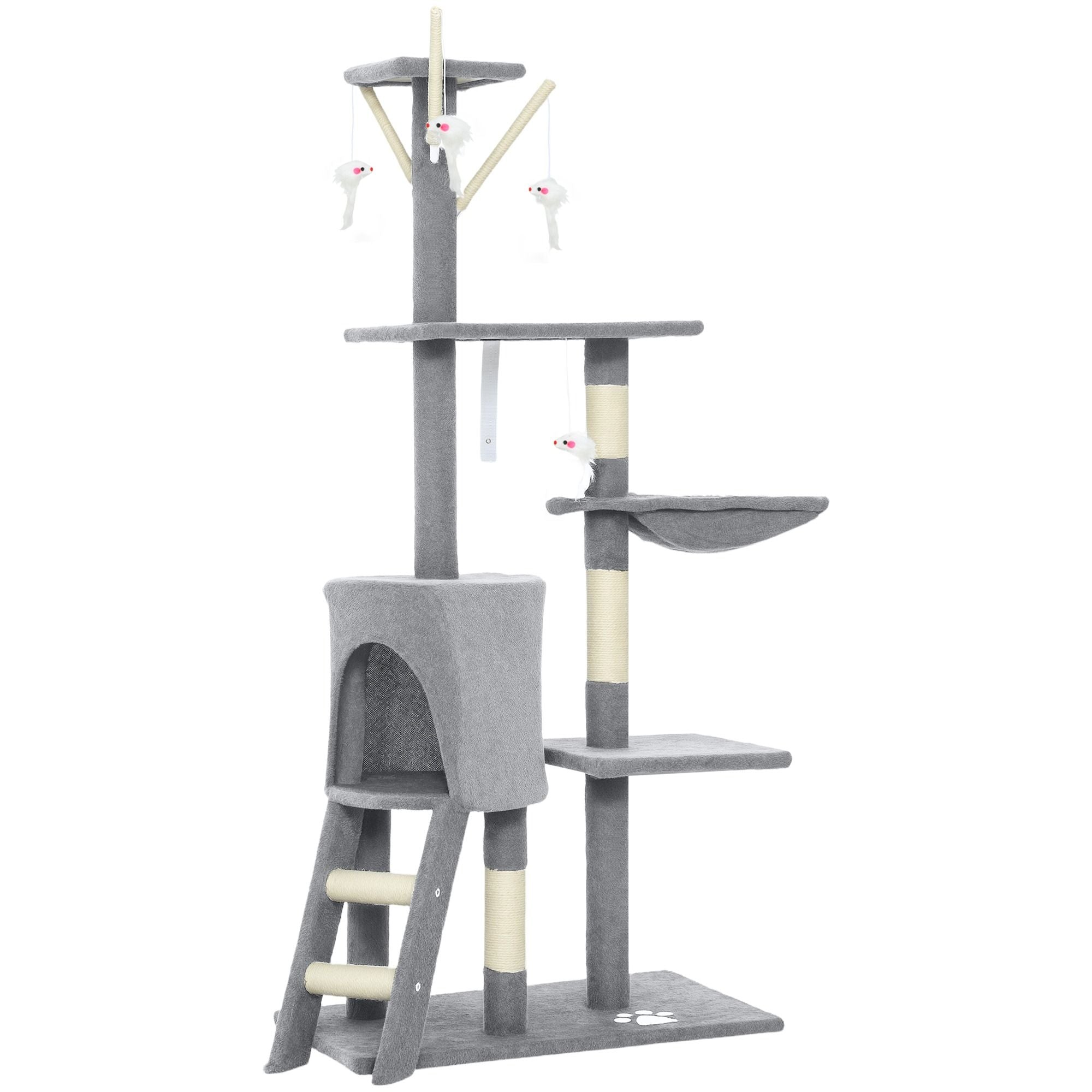 CARLA HOME 134cm Cat Tree for Indoor Cats with Hammock, Plush Perch & Sisal Scratching Posts for Kittens & V178-36378
