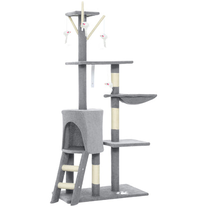 CARLA HOME 134cm Cat Tree for Indoor Cats with Hammock, Plush Perch & Sisal Scratching Posts for Kittens & V178-36378