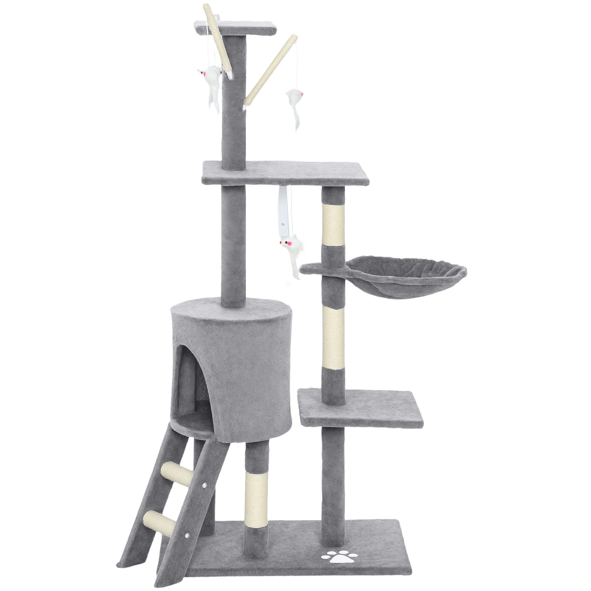 CARLA HOME 134cm Cat Tree for Indoor Cats with Hammock, Plush Perch & Sisal Scratching Posts for Kittens & V178-36378