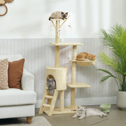 CARLA HOME 134cm Cat Tree for Indoor Cats with Hammock, Plush Perch & Sisal Scratching Posts for Kittens & V178-36379