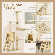CARLA HOME 134cm Cat Tree for Indoor Cats with Hammock, Plush Perch & Sisal Scratching Posts for Kittens & V178-36379