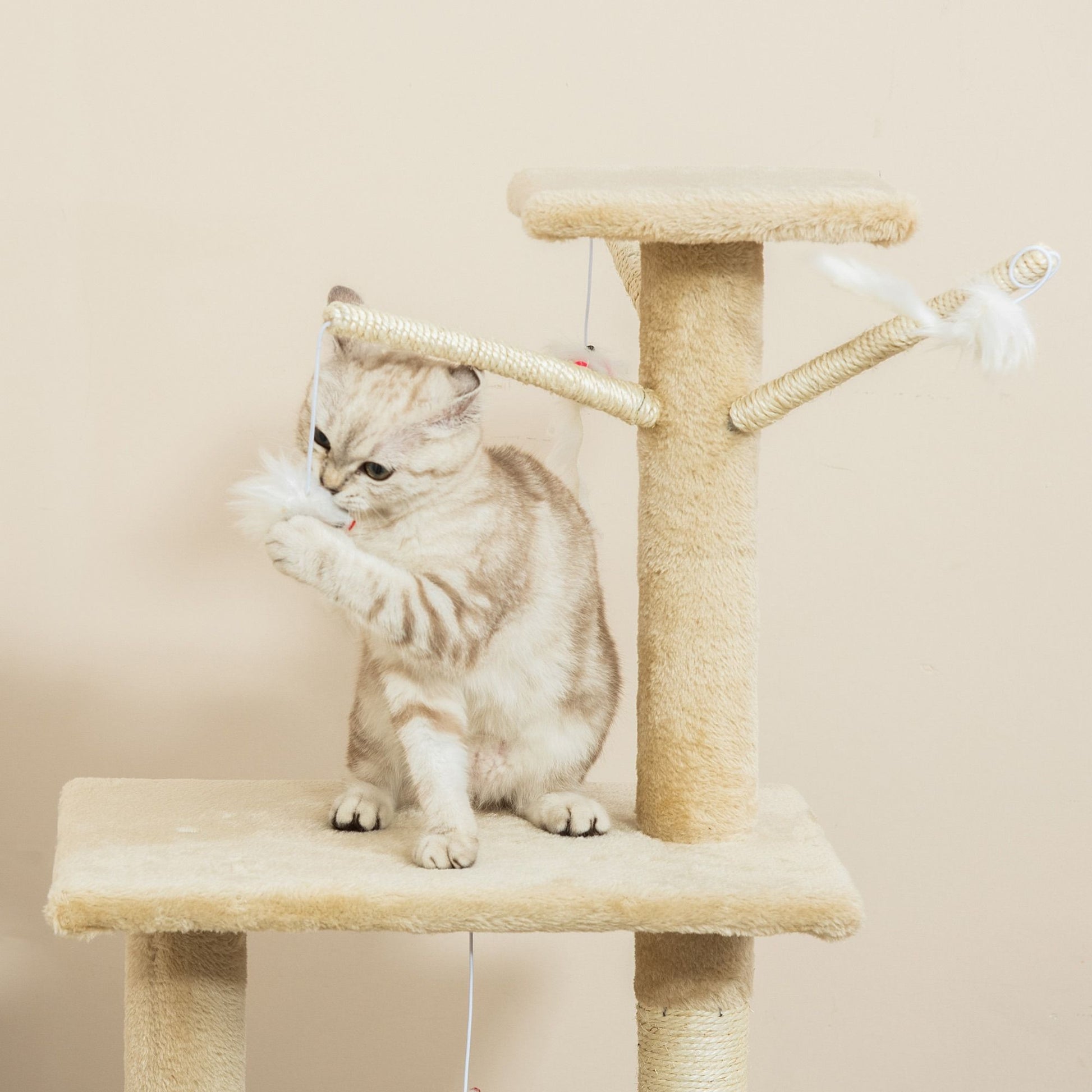 CARLA HOME 134cm Cat Tree for Indoor Cats with Hammock, Plush Perch & Sisal Scratching Posts for Kittens & V178-36379