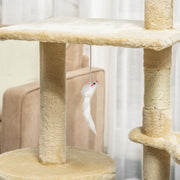 CARLA HOME 134cm Cat Tree for Indoor Cats with Hammock, Plush Perch & Sisal Scratching Posts for Kittens & V178-36379