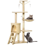 CARLA HOME 134cm Cat Tree for Indoor Cats with Hammock, Plush Perch & Sisal Scratching Posts for Kittens & V178-36379