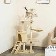 CARLA HOME 134cm Cat Tree for Indoor Cats with Hammock, Plush Perch & Sisal Scratching Posts for Kittens & V178-36379