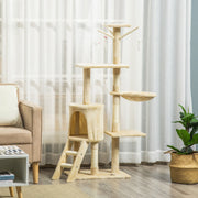 CARLA HOME 134cm Cat Tree for Indoor Cats with Hammock, Plush Perch & Sisal Scratching Posts for Kittens & V178-36379