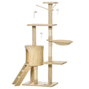 CARLA HOME 134cm Cat Tree for Indoor Cats with Hammock, Plush Perch & Sisal Scratching Posts for Kittens & V178-36379