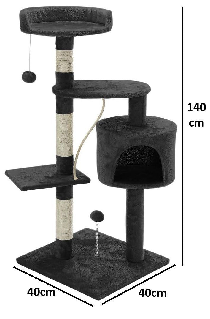 CARLA HOME 140cm Cat Tree for Indoor Cats with Plush Perch, Sisal Scratching Posts & Condo for Kittens & V178-36380