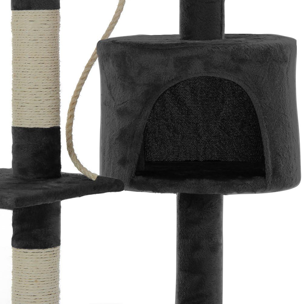CARLA HOME 140cm Cat Tree for Indoor Cats with Plush Perch, Sisal Scratching Posts & Condo for Kittens & V178-36380