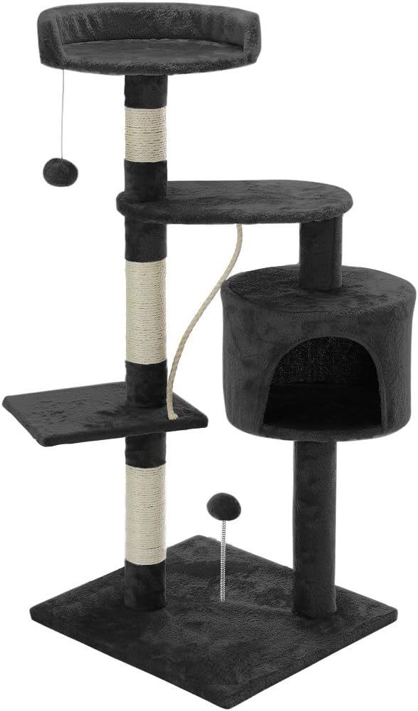 CARLA HOME 140cm Cat Tree for Indoor Cats with Plush Perch, Sisal Scratching Posts & Condo for Kittens & V178-36380