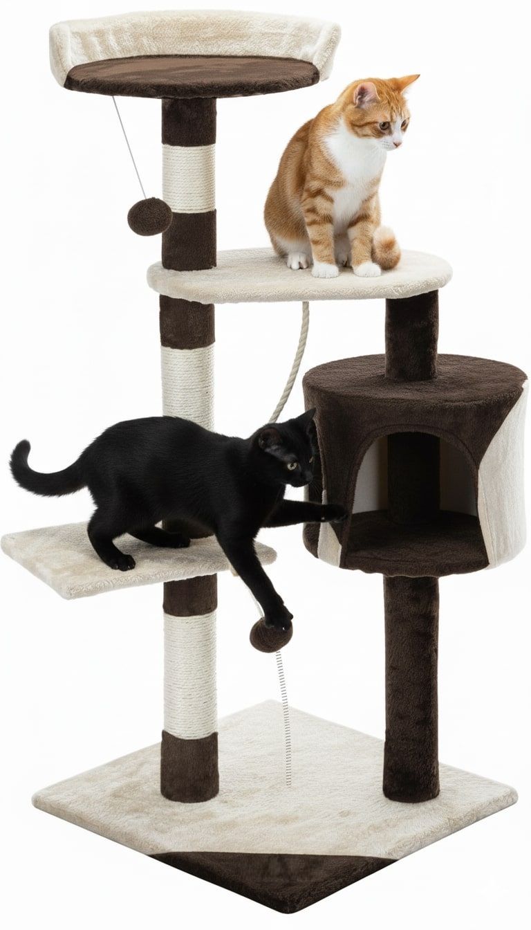 CARLA HOME 140cm Cat Tree for Indoor Cats with Plush Perch, Sisal Scratching Posts & Condo for Kittens & V178-36381