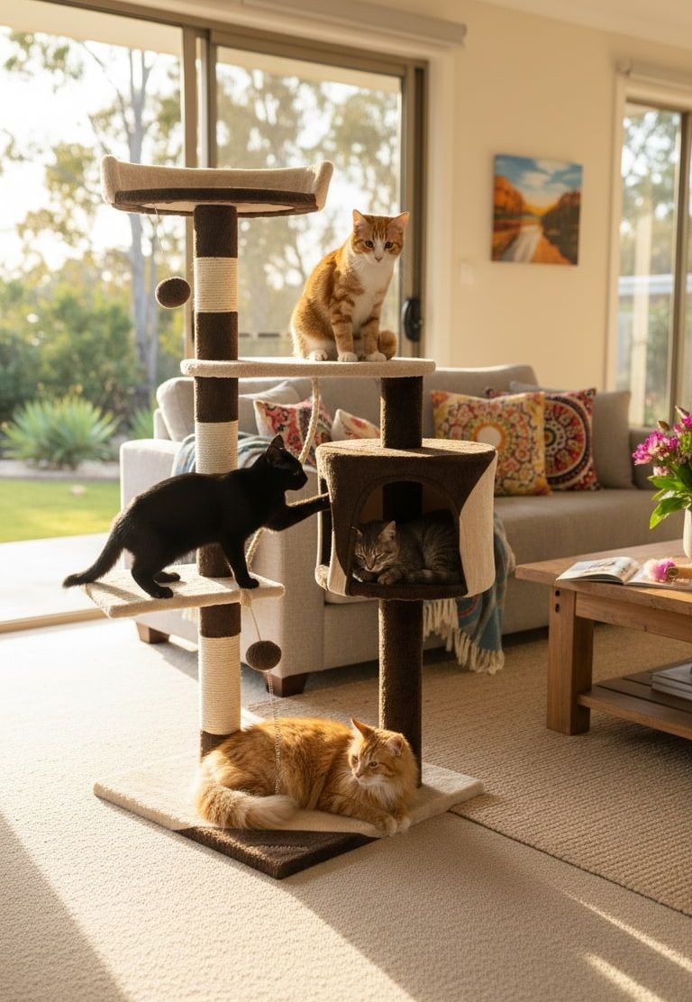 CARLA HOME 140cm Cat Tree for Indoor Cats with Plush Perch, Sisal Scratching Posts & Condo for Kittens & V178-36381