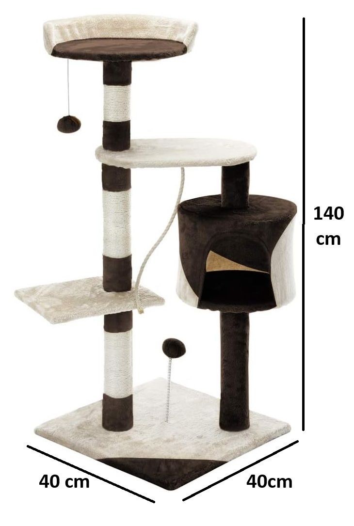 CARLA HOME 140cm Cat Tree for Indoor Cats with Plush Perch, Sisal Scratching Posts & Condo for Kittens & V178-36381