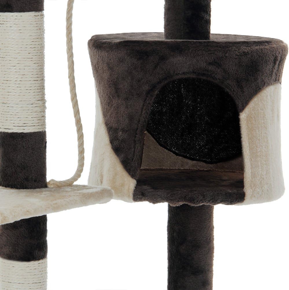 CARLA HOME 140cm Cat Tree for Indoor Cats with Plush Perch, Sisal Scratching Posts & Condo for Kittens & V178-36381