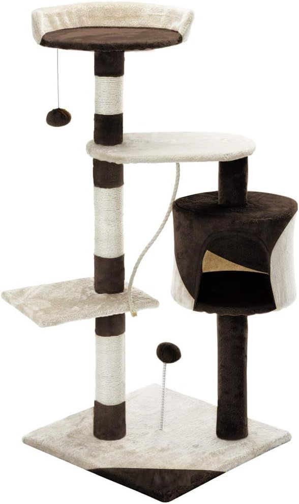 CARLA HOME 140cm Cat Tree for Indoor Cats with Plush Perch, Sisal Scratching Posts & Condo for Kittens & V178-36381