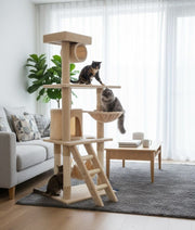 CARLA HOME 141cm Cat Tree Tower for Indoor Cats with Plush Perch, Ladder, Sisal Scratching Posts, Hammock & V178-36382