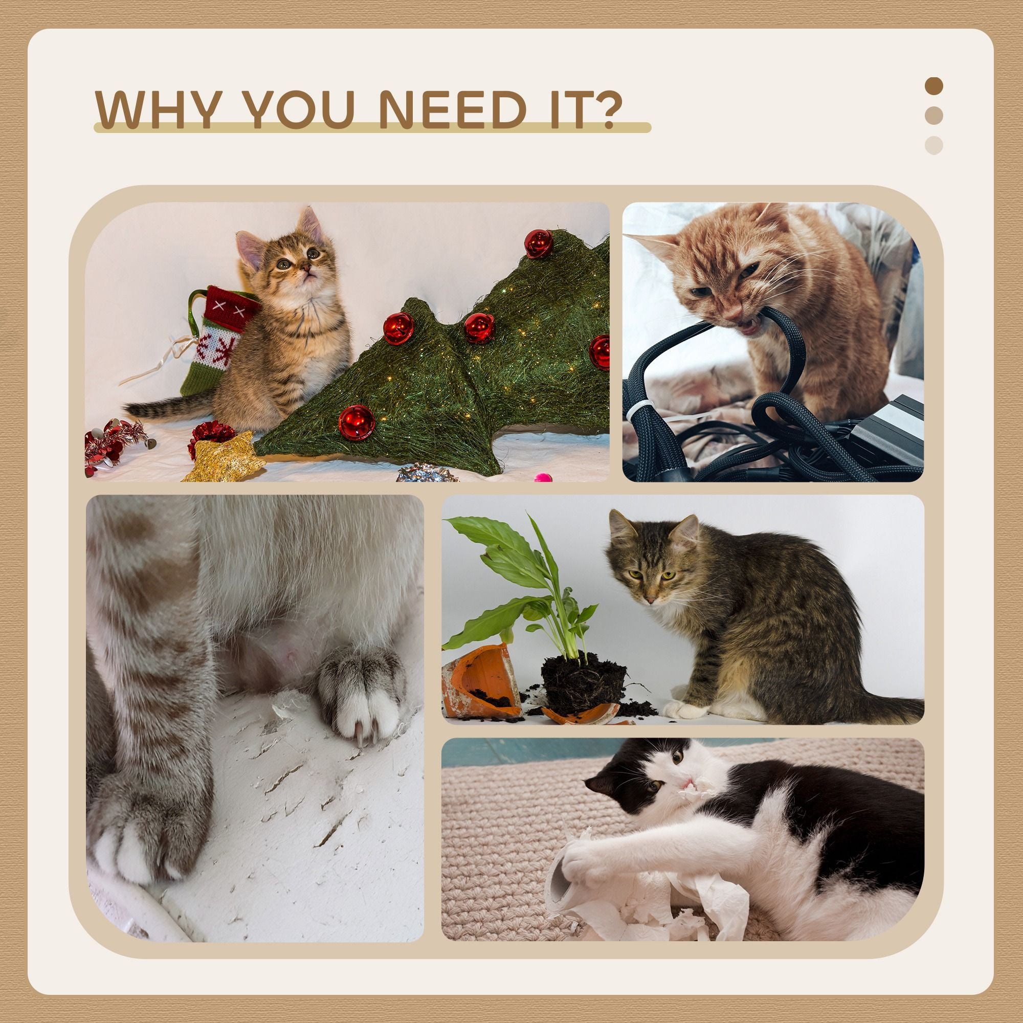 CARLA HOME 141cm Cat Tree Tower for Indoor Cats with Plush Perch, Ladder, Sisal Scratching Posts, Hammock & V178-36382