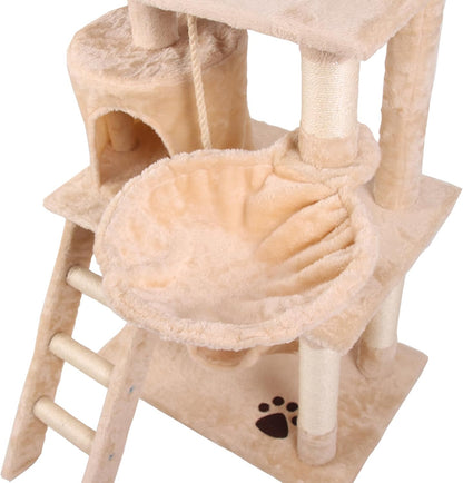 CARLA HOME 141cm Cat Tree Tower for Indoor Cats with Plush Perch, Ladder, Sisal Scratching Posts, Hammock & V178-36382