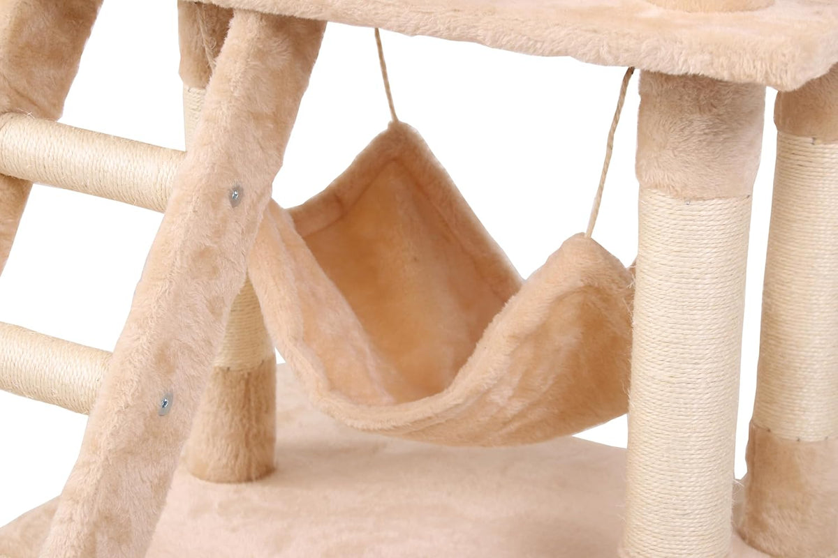 CARLA HOME 141cm Cat Tree Tower for Indoor Cats with Plush Perch, Ladder, Sisal Scratching Posts, Hammock & V178-36382