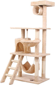CARLA HOME 141cm Cat Tree Tower for Indoor Cats with Plush Perch, Ladder, Sisal Scratching Posts, Hammock & V178-36382