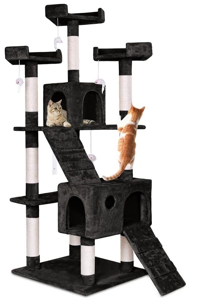 CARLA HOME 180cm Cat Tree Tower for Indoor Cats with Dual Condos, Plush Perches, Sisal Scratching Posts & V178-36383