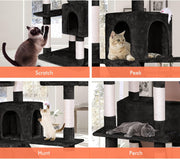 CARLA HOME 180cm Cat Tree Tower for Indoor Cats with Dual Condos, Plush Perches, Sisal Scratching Posts & V178-36383