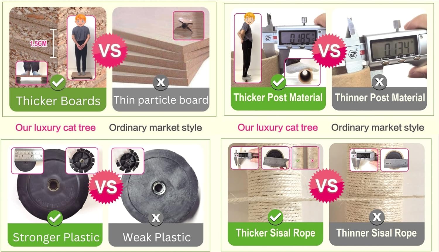 CARLA HOME 180cm Cat Tree Tower for Indoor Cats with Dual Condos, Plush Perches, Sisal Scratching Posts & V178-36383
