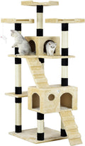 CARLA HOME 180cm Cat Tree Tower for Indoor Cats with Dual Condos, Plush Perches, Sisal Scratching Posts & V178-36385