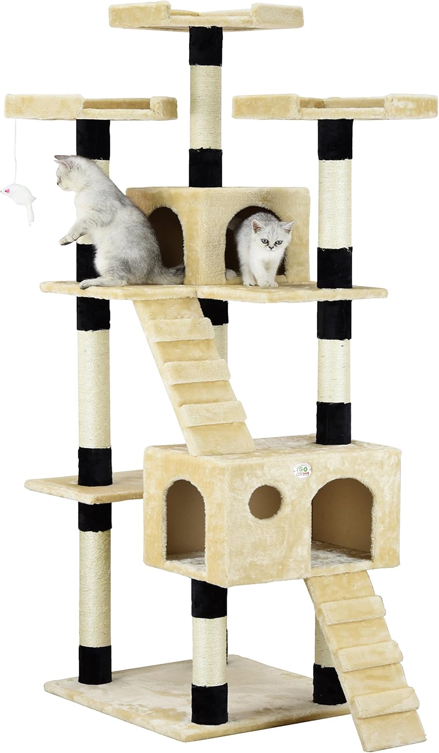 CARLA HOME 180cm Cat Tree Tower for Indoor Cats with Dual Condos, Plush Perches, Sisal Scratching Posts & V178-36385