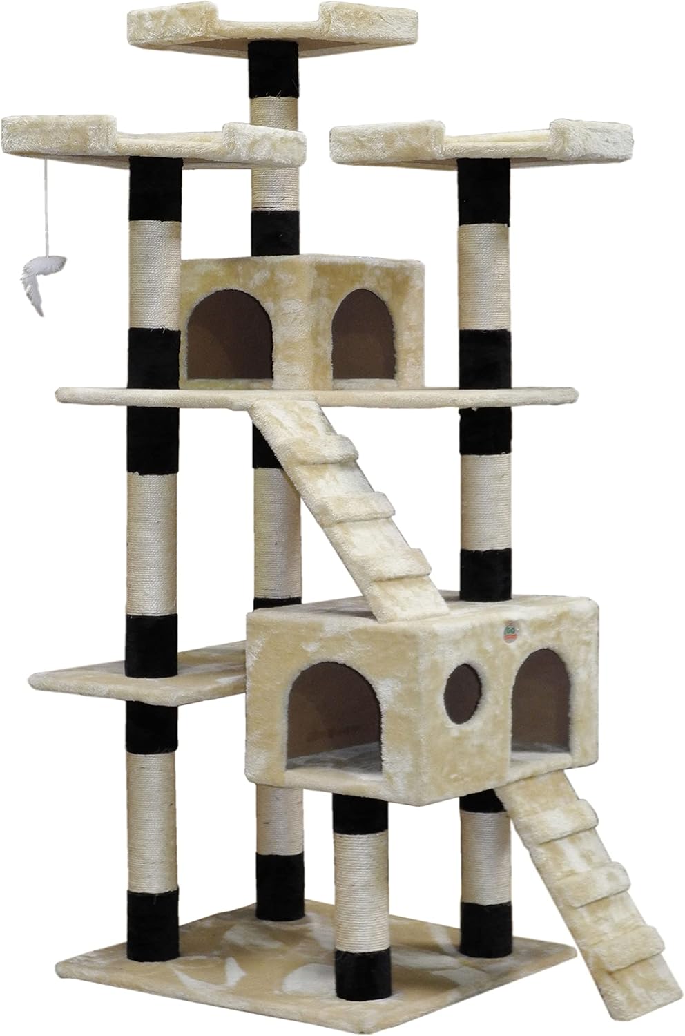 CARLA HOME 180cm Cat Tree Tower for Indoor Cats with Dual Condos, Plush Perches, Sisal Scratching Posts & V178-36385