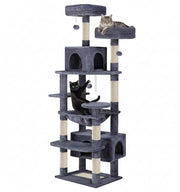 CARLA HOME 180cm Cat Tree Tower for Indoor Cats with Plush Perches, Dual Condos, Natural Sisal Scratching V178-36386