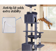 CARLA HOME 180cm Cat Tree Tower for Indoor Cats with Plush Perches, Dual Condos, Natural Sisal Scratching V178-36386