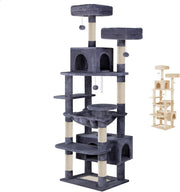 CARLA HOME 180cm Cat Tree Tower for Indoor Cats with Plush Perches, Dual Condos, Natural Sisal Scratching V178-36386