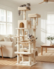 CARLA HOME 180cm Cat Tree Tower for Indoor Cats with Plush Perches, Dual Condos, Natural Sisal Scratching V178-36387