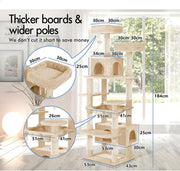 CARLA HOME 180cm Cat Tree Tower for Indoor Cats with Plush Perches, Dual Condos, Natural Sisal Scratching V178-36387