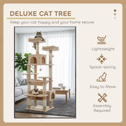CARLA HOME 180cm Cat Tree Tower for Indoor Cats with Plush Perches, Dual Condos, Natural Sisal Scratching V178-36387