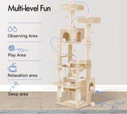 CARLA HOME 180cm Cat Tree Tower for Indoor Cats with Plush Perches, Dual Condos, Natural Sisal Scratching V178-36387