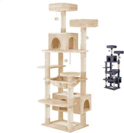 CARLA HOME 180cm Cat Tree Tower for Indoor Cats with Plush Perches, Dual Condos, Natural Sisal Scratching V178-36387