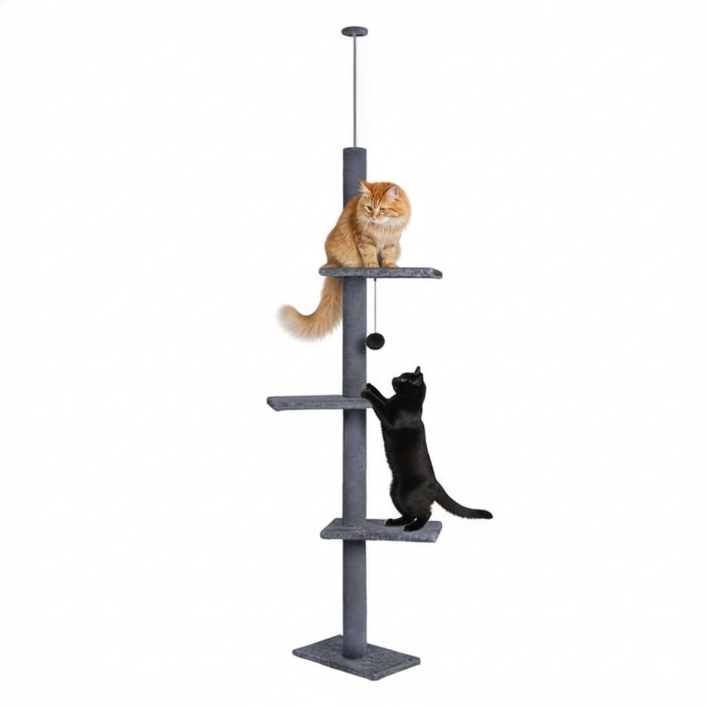 CARLA HOME Floor to Ceiling Cat Tree Tower with Adjustable Height 230-286cm for Indoor Cats (Grey) V178-36388