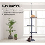 CARLA HOME Floor to Ceiling Cat Tree Tower with Adjustable Height 230-286cm for Indoor Cats (Grey) V178-36388