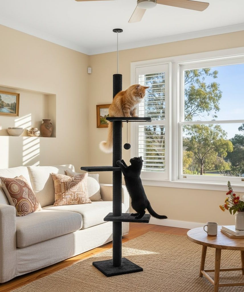 CARLA HOME Floor to Ceiling Cat Tree Tower with Adjustable Height 230-286cm for Indoor Cats (Black) V178-36389