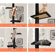 CARLA HOME Floor to Ceiling Cat Tree Tower with Adjustable Height 230-286cm for Indoor Cats (Black) V178-36389