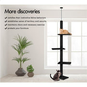 CARLA HOME Floor to Ceiling Cat Tree Tower with Adjustable Height 230-286cm for Indoor Cats (Black) V178-36389